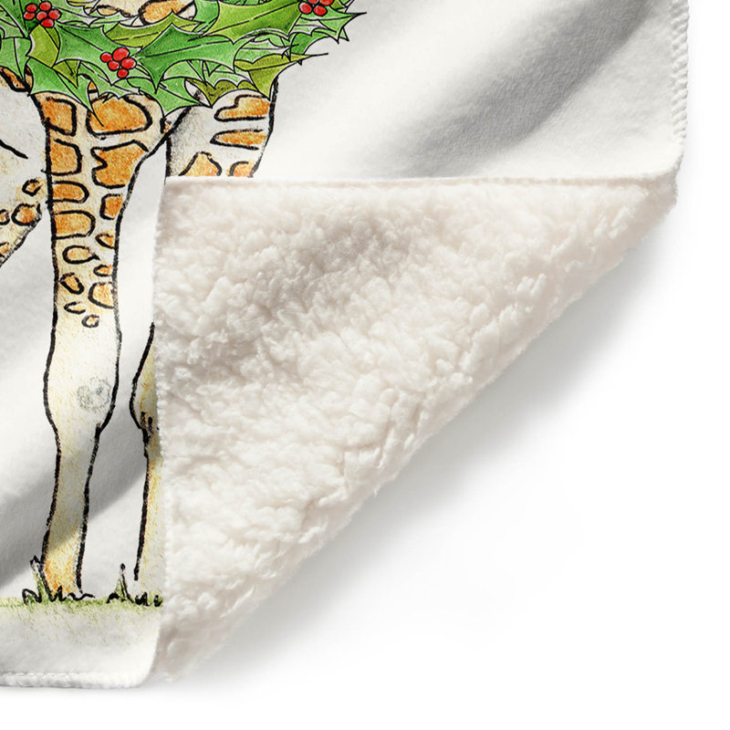 Couverture giraffe de noël couronne , 51 po x 60 po