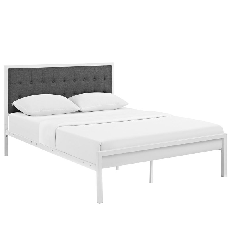 Modway Millie Bed Frame, King, White, Gray