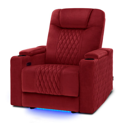 25.6" Seat Width Power Recliner Home Theater Seating Chair with Adjustable Headrest & LED Light