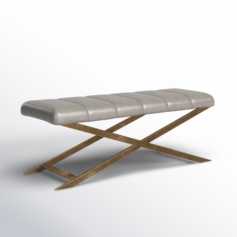 Madigan Faux Leather Upholstered Bench, Grey Performance