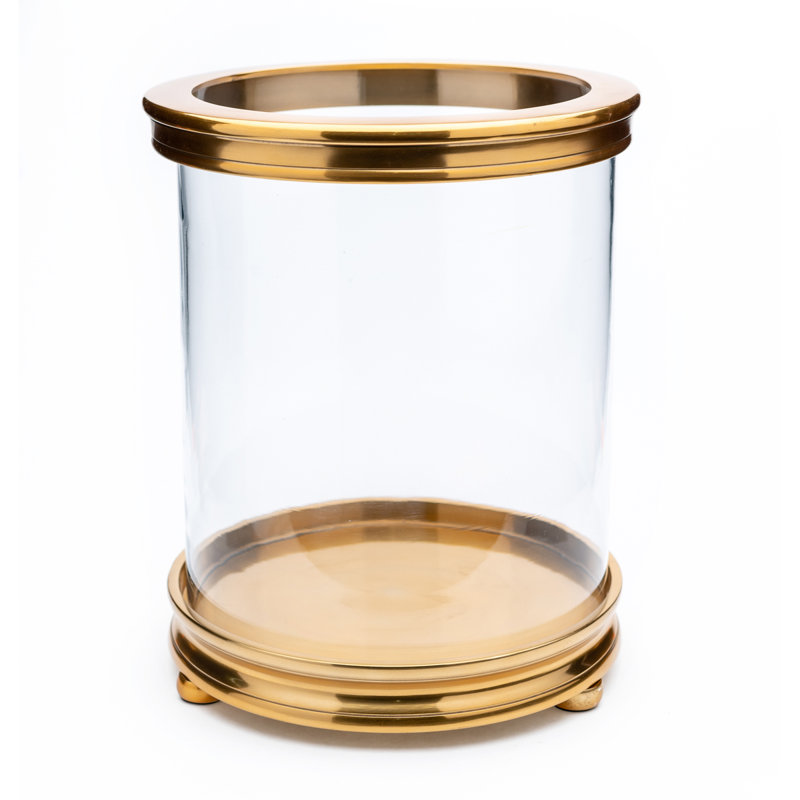 Gold Cylinder Hurricane, Gold, 13.5" H x 11" W x 11" D
