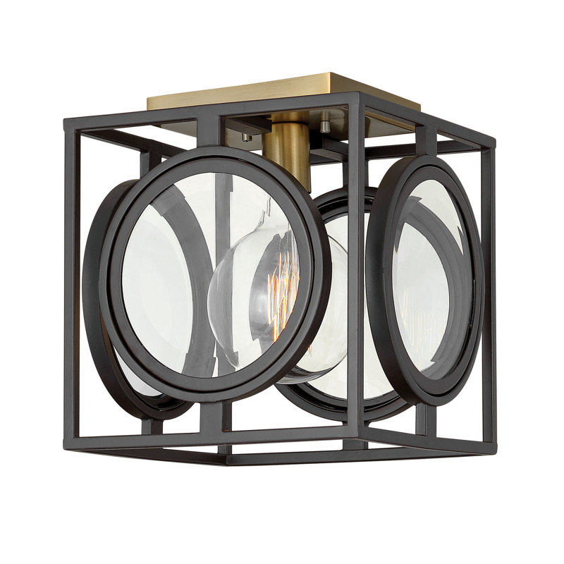 Fulham 1 - Light 10" Caged Geometric Flush Mount, Buckeye Bronze