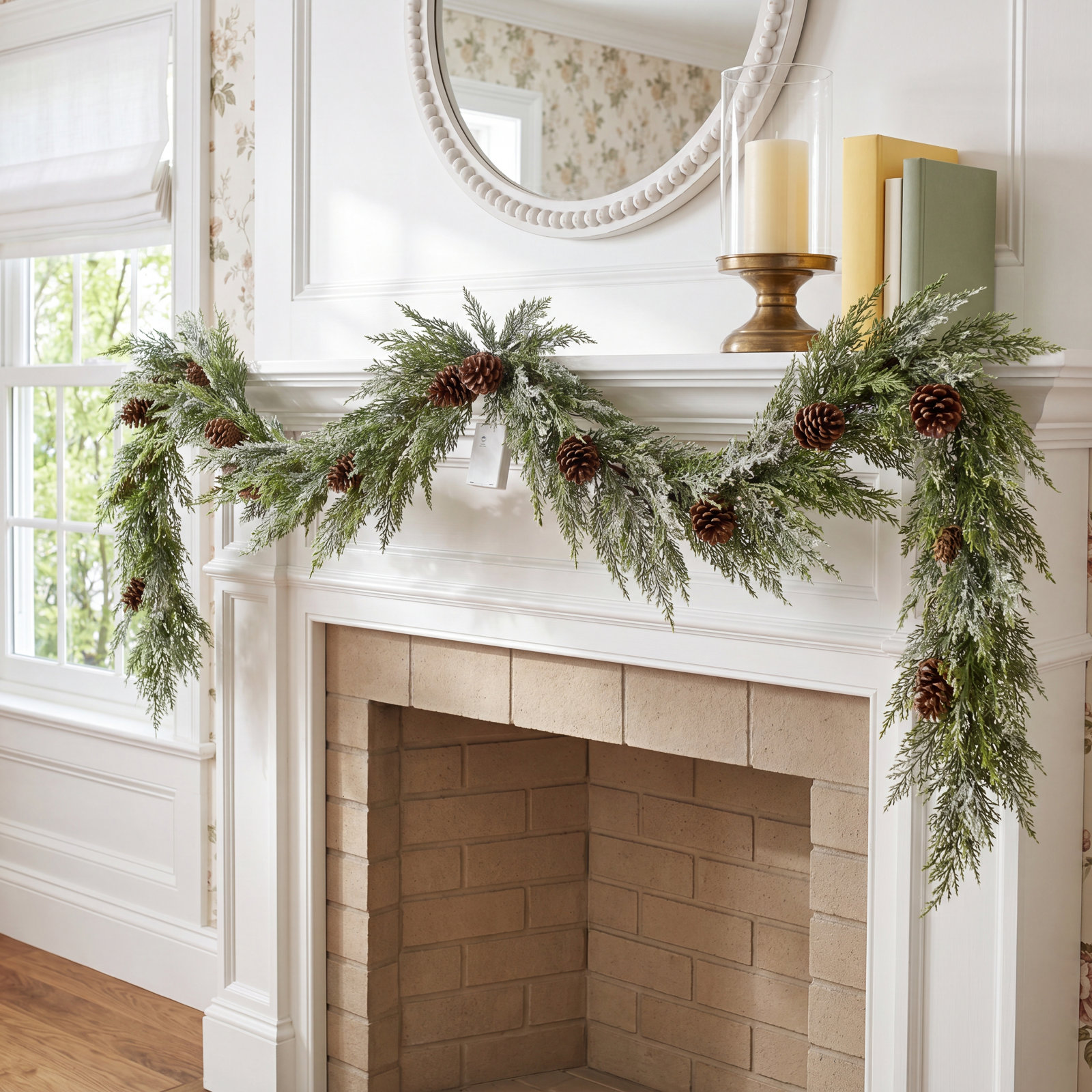 108" Frosted Pre-Lit Pinecone Garland