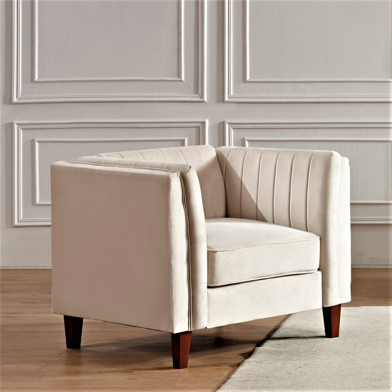 Souheil Velvet Armchair, Beige Velvet