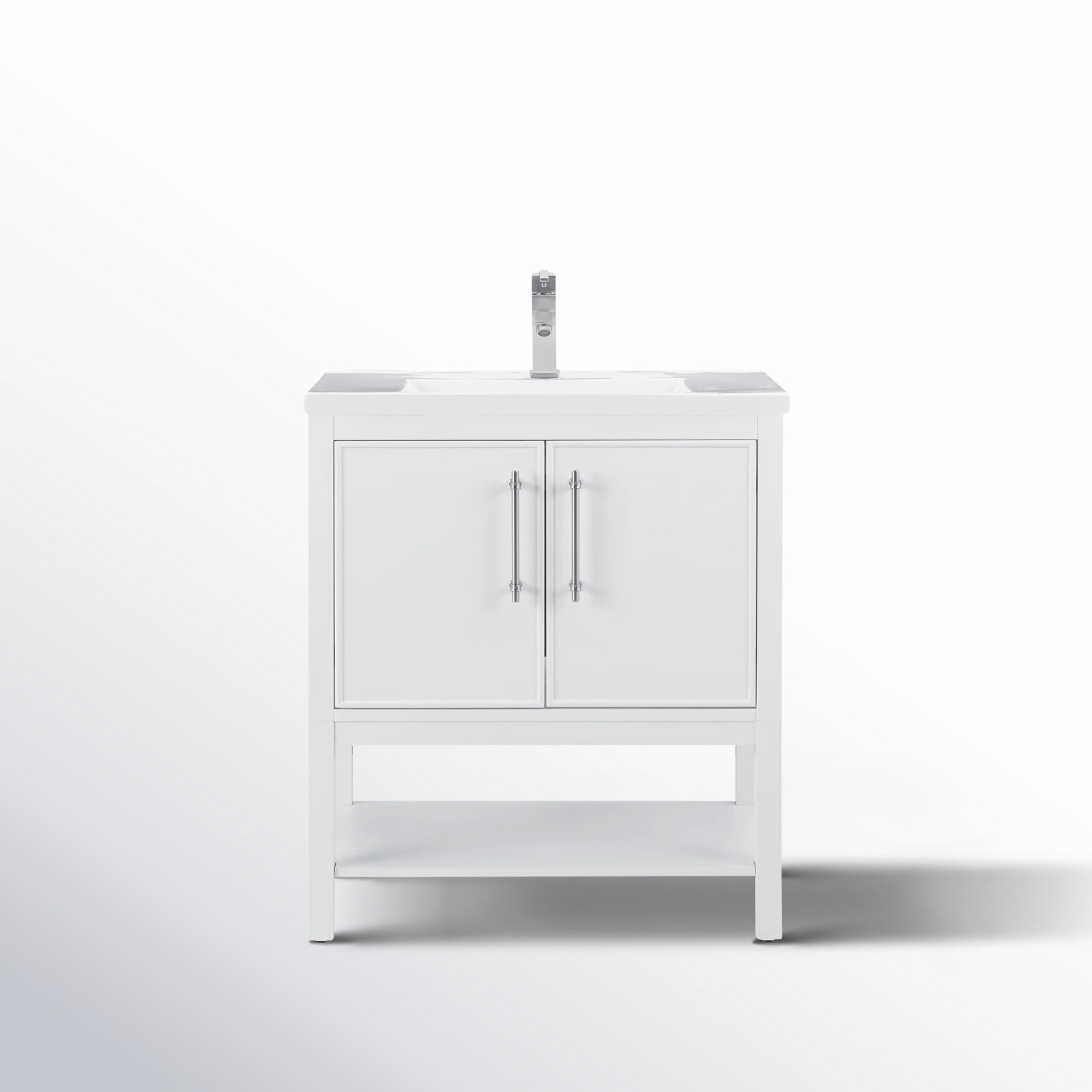 Jewell 30'' Single Bathroom Vanity, White/Brushed Nickel