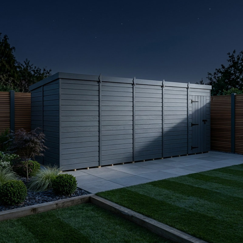 Total Sheds 20ft x 6ft Composite Pent Garden Shed - Single Door - No Windows - EPDM Rubber Roof - UK Manufactured