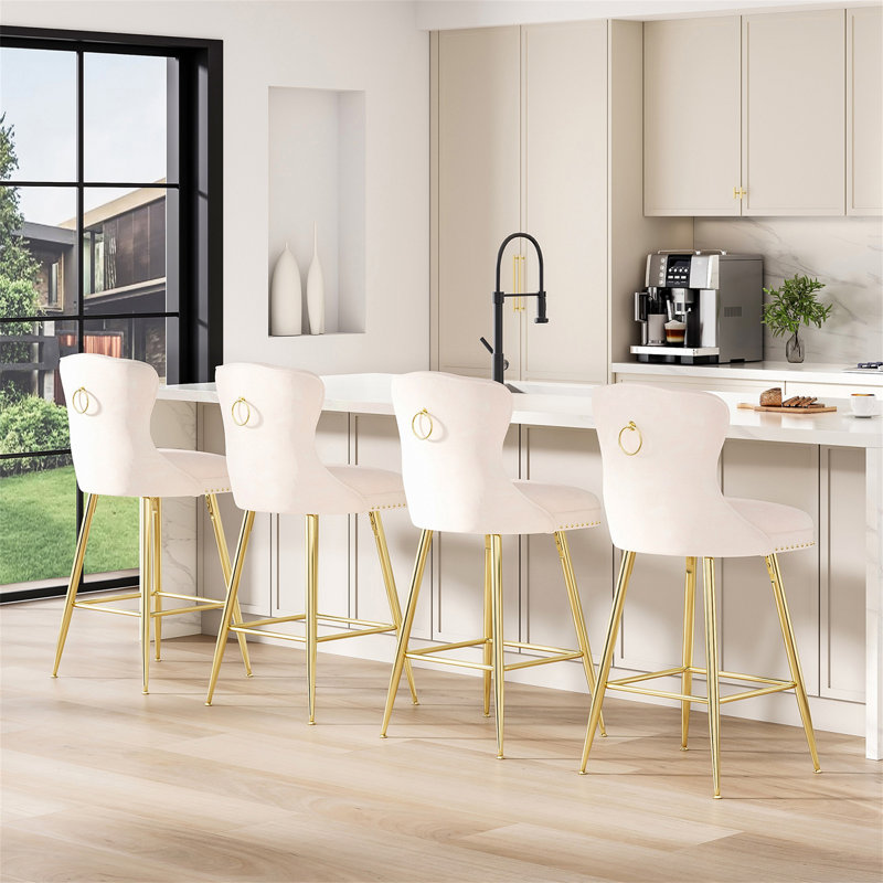 Ensemble de 2 tabourets de bar (sans table), Beige