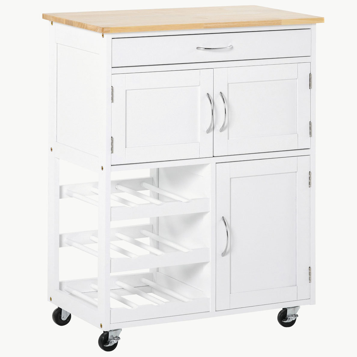 Winston Porter Bar Cart Rolling Kitchen Island on Wheels with Wine Rack