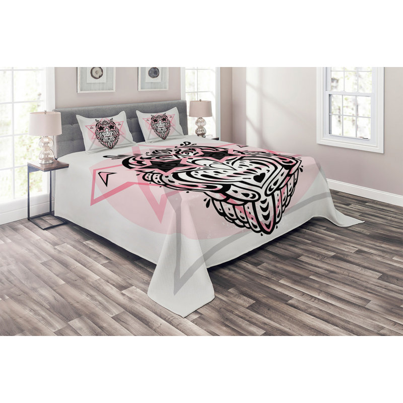 Owl Polyester Coverlet, King Bedspread + 2 Shams