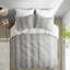 Housse de couette pour lit double / grand lit, gris et coton, avec fermeture à bouton
