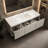 48 Inch Wall Mounted Bathroom Vanity Cabinet, Floating MDF Vanity with 3 Drawers and Open Bottom Shelf, White Painted Bathroom Vanity with Handleless Design, Composite Sink Top