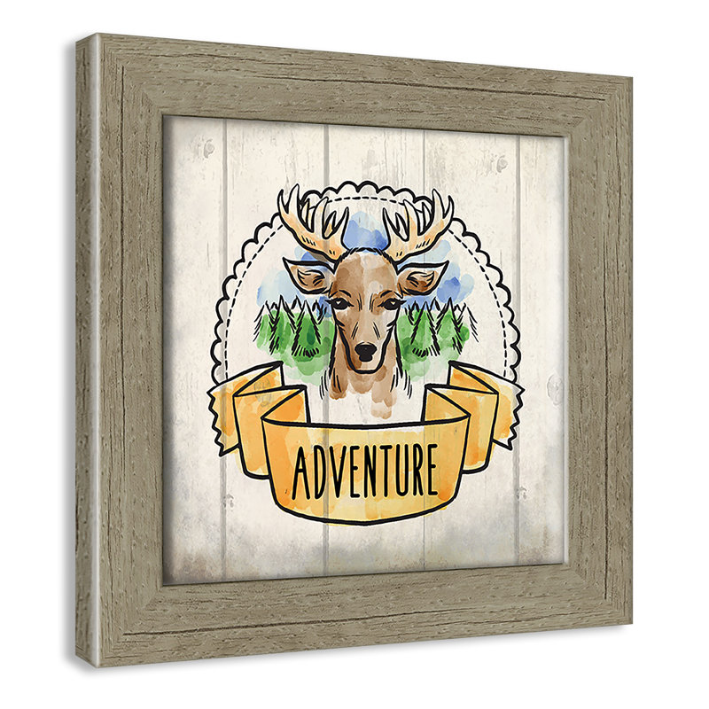 Adventure is out There 1, art encadré, H 8 po x l 8 po x P 0,6 po, Encadré plat de bois de grange gris