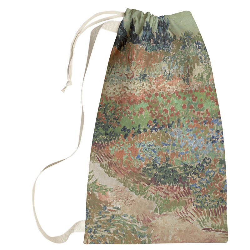 Browerville Fabric Laundry Bag with Handles, Large (76.5" H x 29.5" W x 1.5" D), Green/Orange
