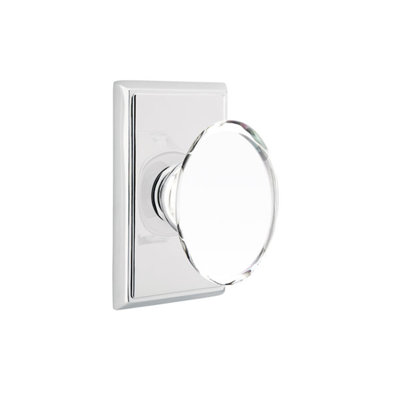 Ensemble de boutons de passage Emtek avec rosette rectangulaire et bouton en verre Hampton