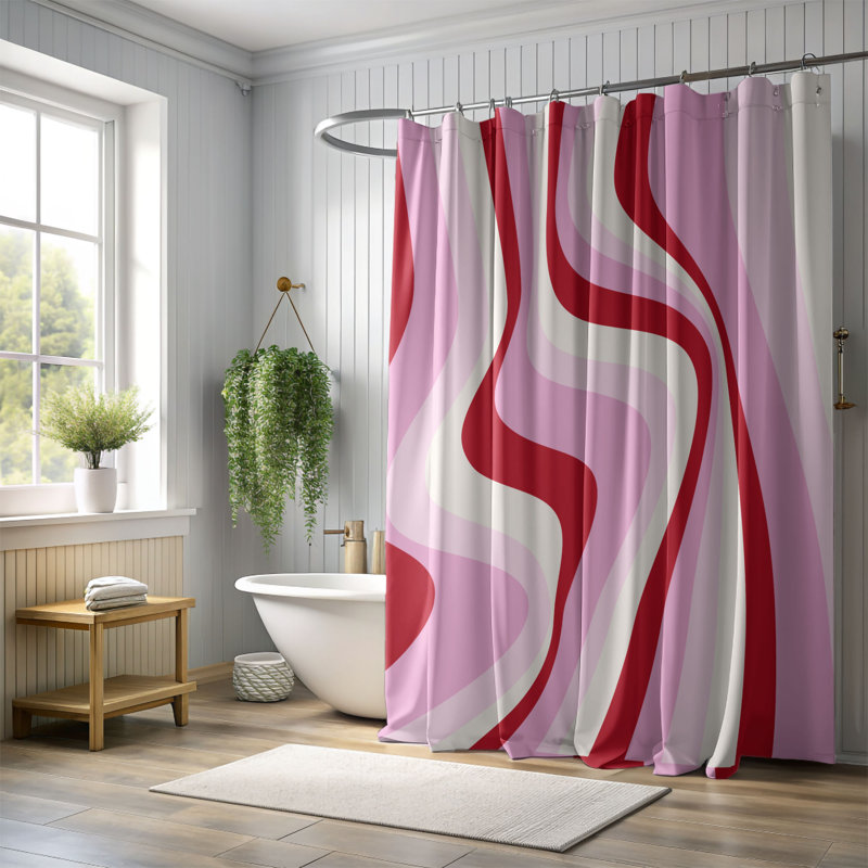 Rideau de douche Funky Heart - Premium 176, H 74 po x l 71 po