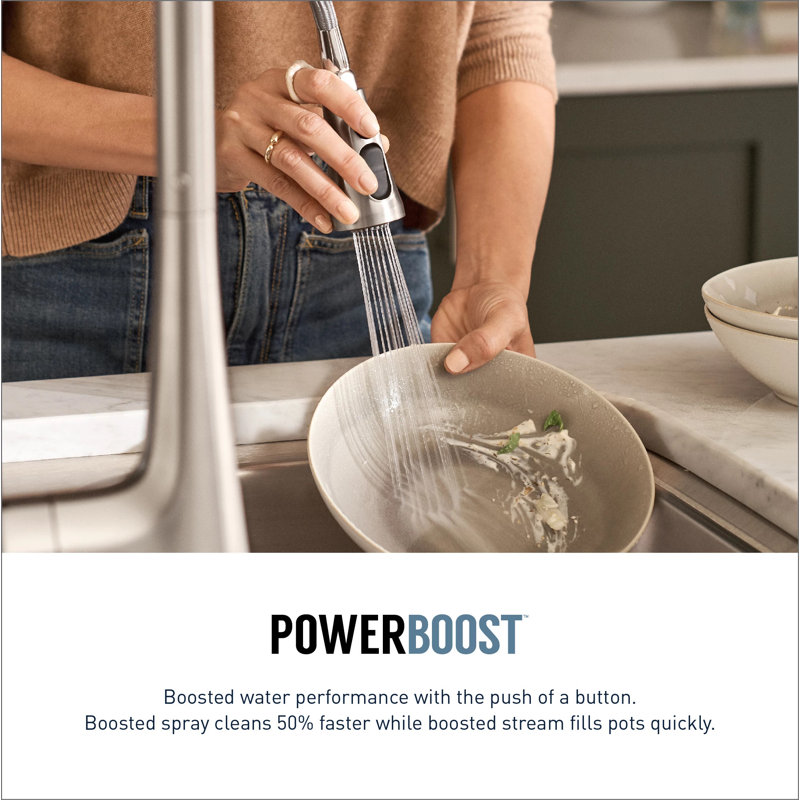 Moen Weymouth Pre-Rinse Spring Pull-Down Single Handle Kitchen Faucet, Spot Resist Stainless, No SenSor