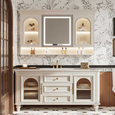 French retro style bathroom cabinet light luxury