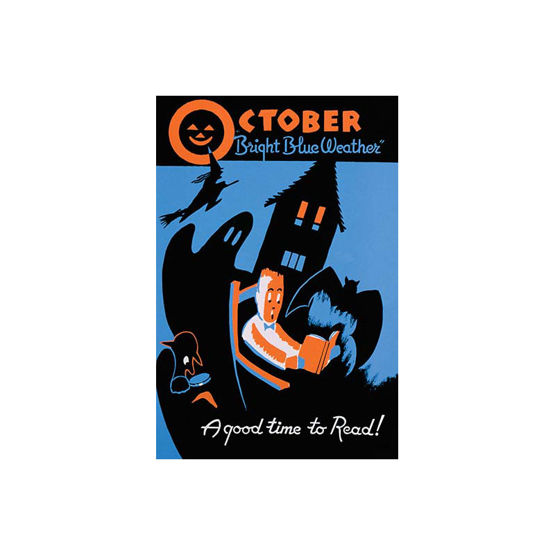 « october bright blue weather » par albert m. bender-impression publicitaire, H 66 po x l 44 po