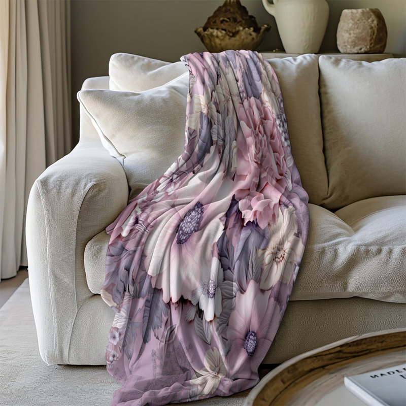 Pastel Roses Melody - couverture en sherpa de qualité supérieure 1 pièce - reproduction d'art luxueuse, Lit simple