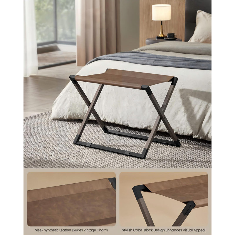 Porte-bagage, pliable, métal, cuir synthétique