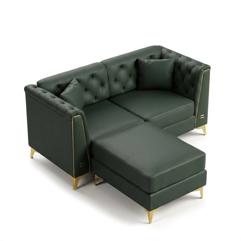 Canapé Chesterfield 61,5 po Mid-Century, Green
