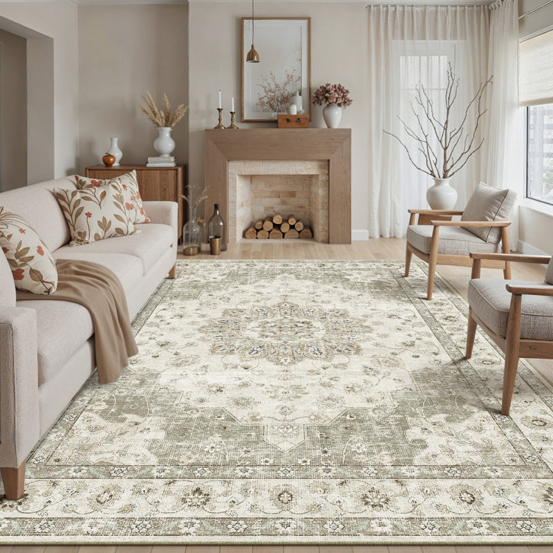 Tapis beige Riley, Rectangulaire 8 pi x 10 pi