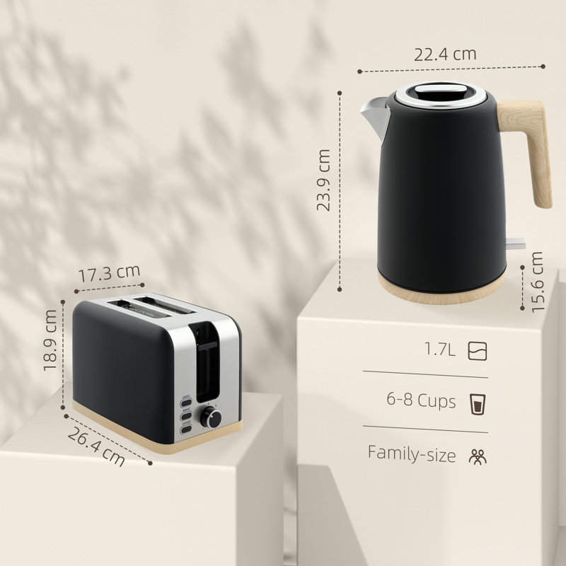 Kettle and Toaster Set, Black