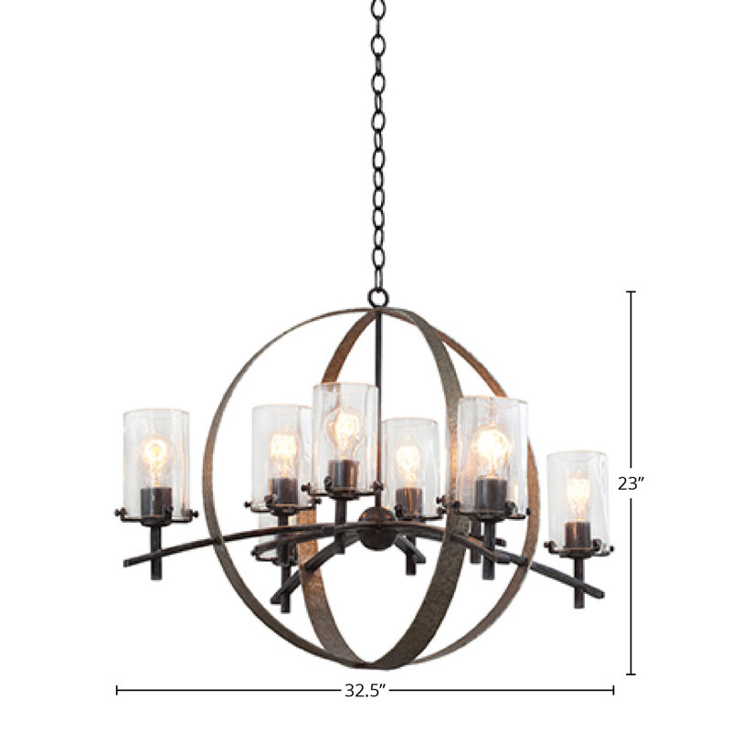Irvine 8 LT Vintage Iron Chandelier Kalco