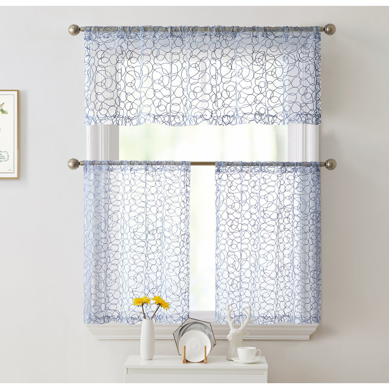 Ketaki Abstract Tailored Window Valance, Dusty Blue