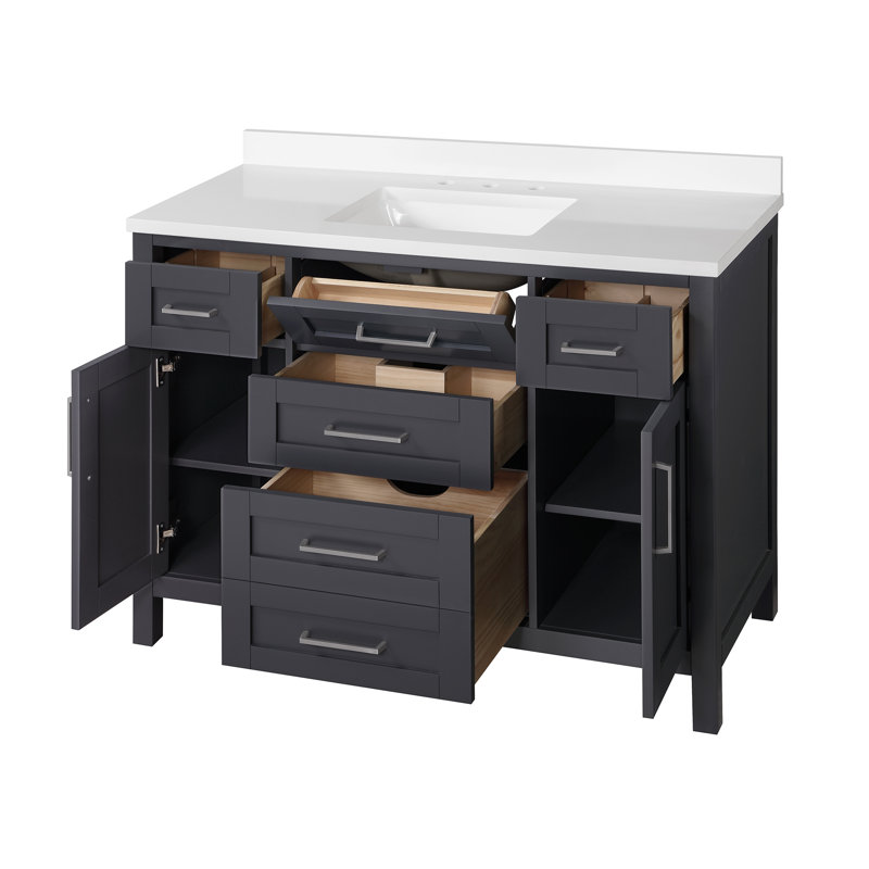 OVE Decors Tahoe 48" Single Bathroom Vanity Set with Mirror, Dark Charcoal