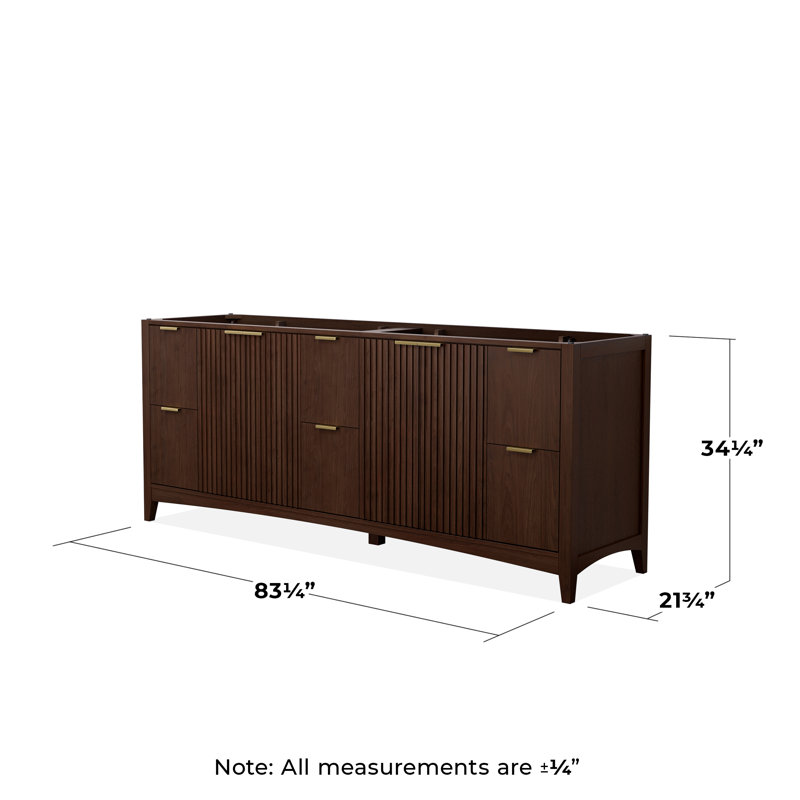 Palmilla 83.25" Freestanding Double Bathroom Vanity Base Only, Brushed Gold, Brown