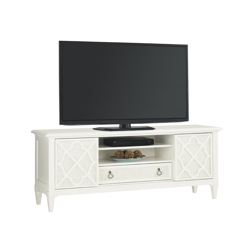 Transitional White 72" Entertainment Console with Adjustable Shelves