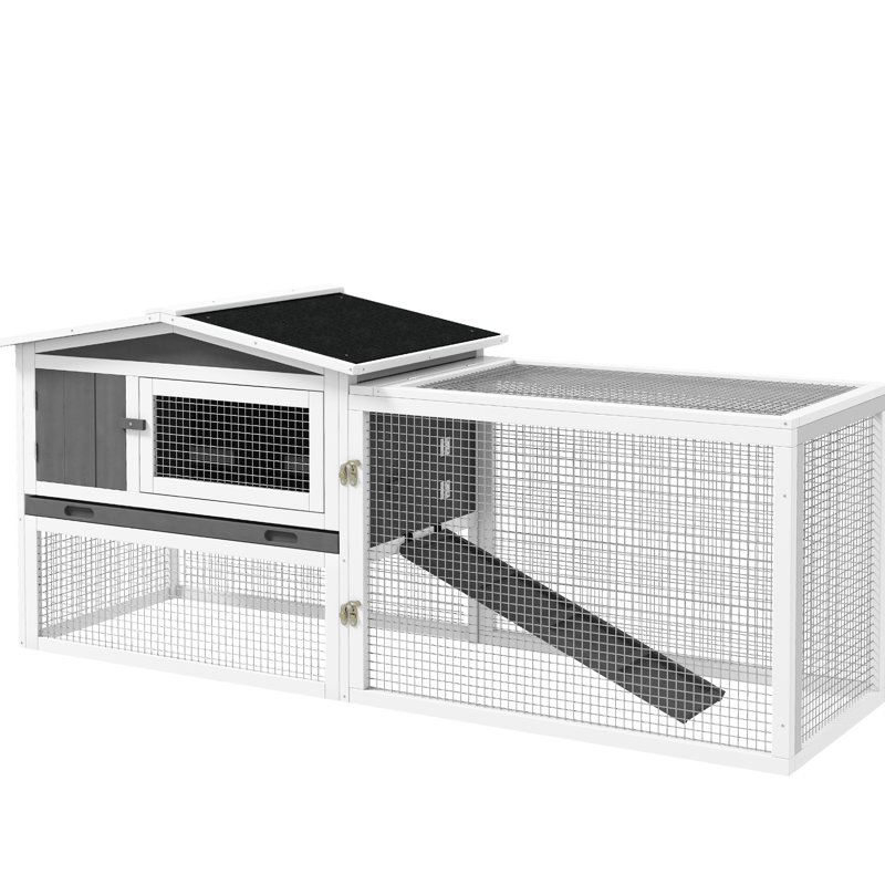 2-Storey Cage From , Waterproof, Detachable Run, For 1-2 Rabbits, Grey 2-Layer Rabbit , With Waterproof Feature, Slide Out Tray,
