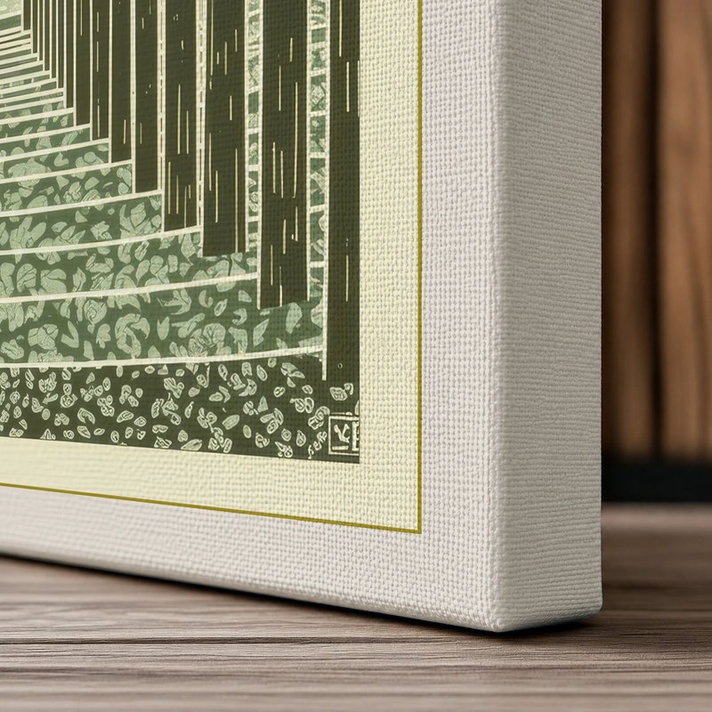 Columned Corridor Industrial - Wrapped Canvas, 30x20 - 76.2 x 50.8 cm, Cream Border