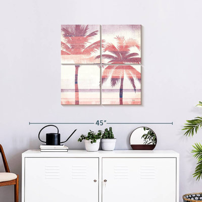 Harnek, paysage de plage, palmiers, rose, mauve