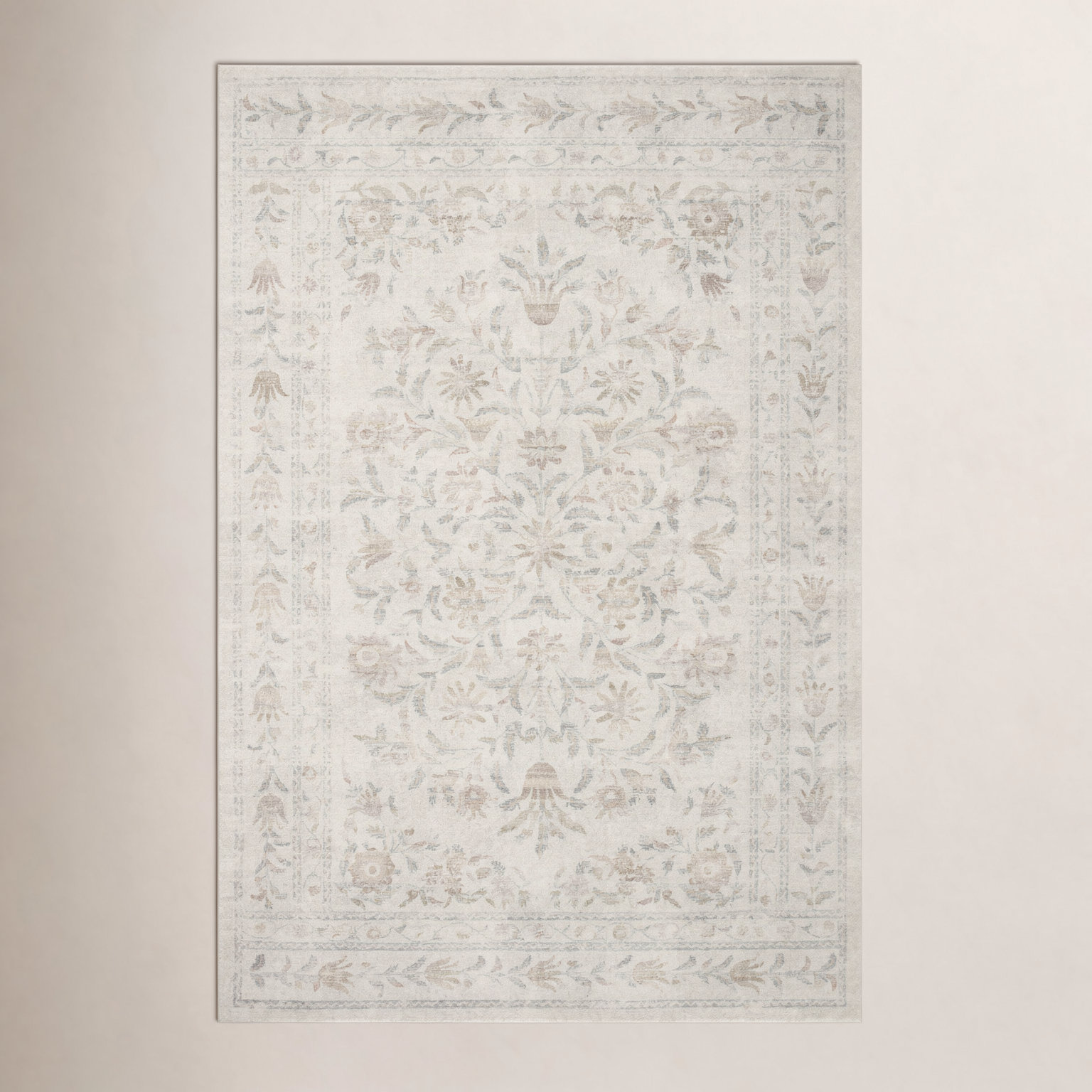Rifle Paper Co. x Loloi Courtyard Yellow / Multi Area Rug feat. CloudPile, Rectangle 3'6" x 5'6"