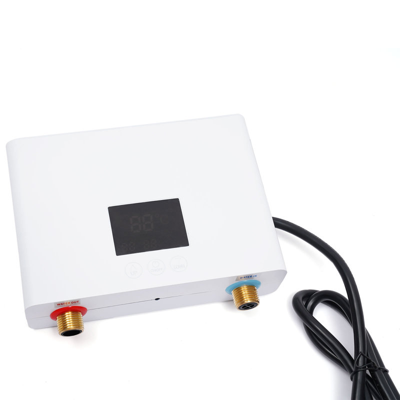 3000W Mini Tankless Water heater with LCD display, White