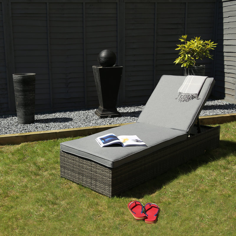 Rochel 66cm Long Reclining Single Chaise with Cushions, Grey