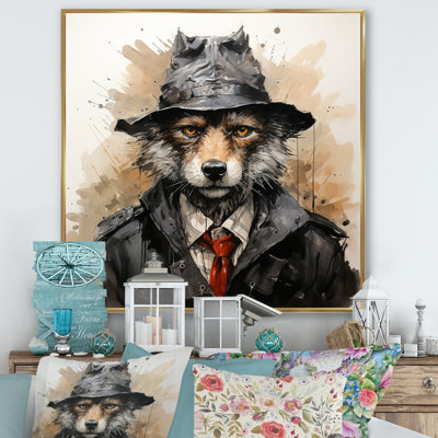 «Trenchcoat» noir loup mystère IV - loup, art mural