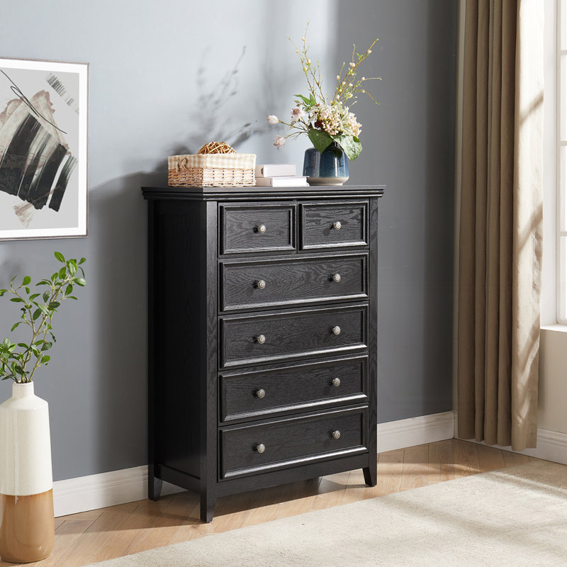 Commode 6 tiroirs Modern, Noir