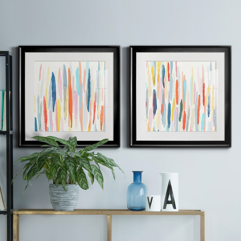Rhythm And Color I - ensemble de 2 peintures encadrées, H 17,5 po x l 35 po x P 1,5 po, Noir