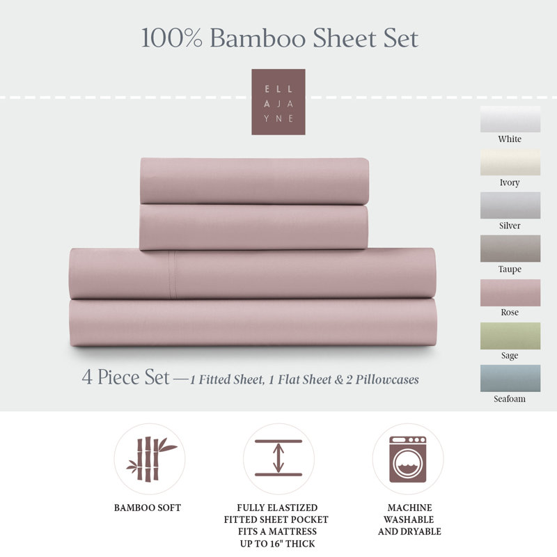 Ensemble de draps 4 pièces Ella Jayne, Double, Ros