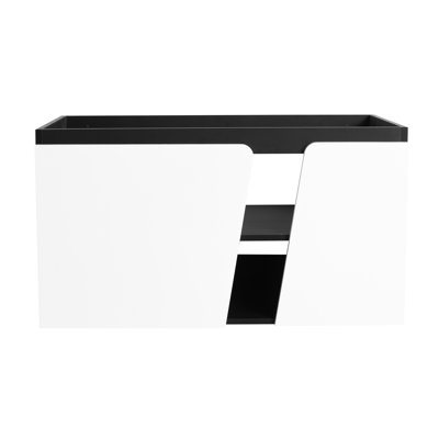 Meuble-lavabo flottant moderne de 36 po avec porte à fermeture douce, meuble-lavabo au fini blanc et noir