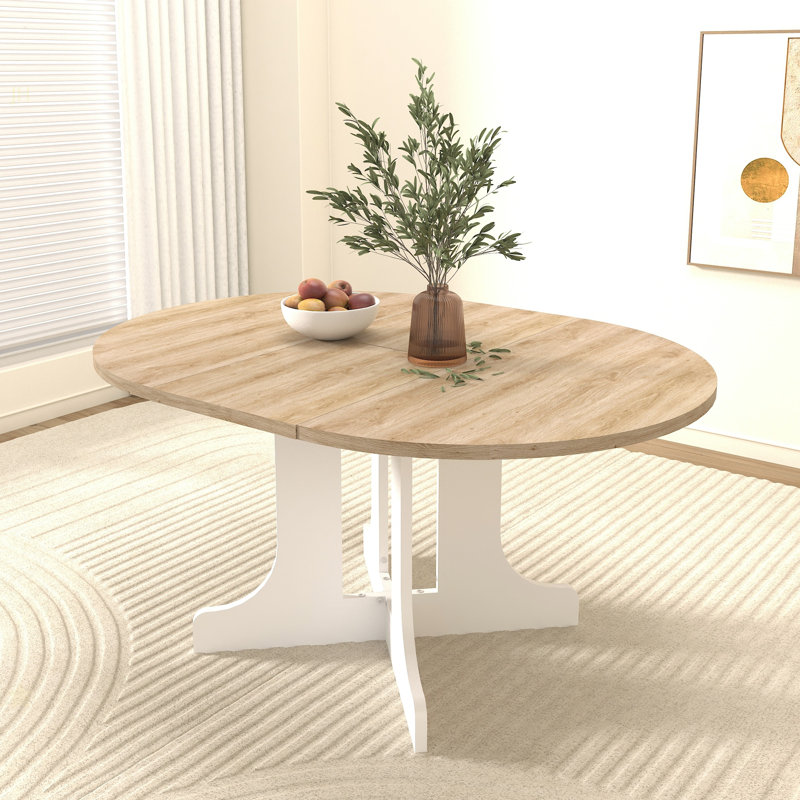 Table de salle à manger pour cuisine Farmhouse, Blanc, Chêne