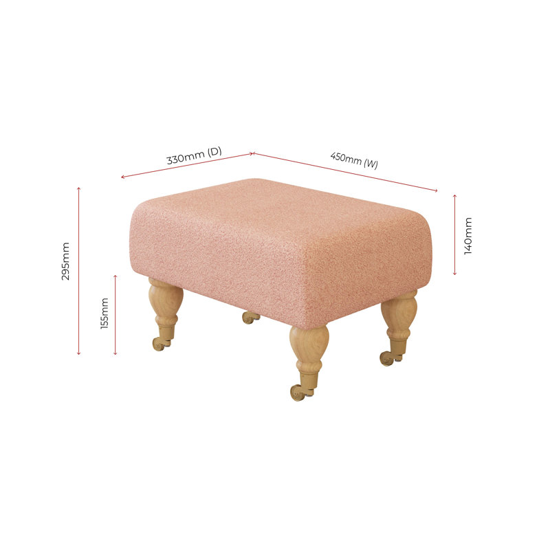 Autryville Wood Caster Leg - Plush, Natural, Boucle, Pink