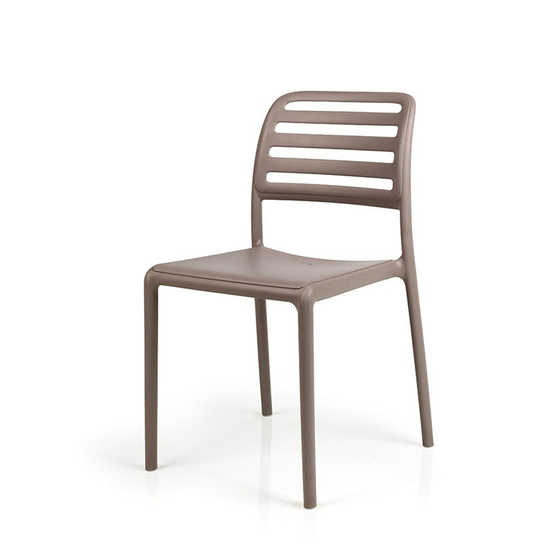 Samia Stacking Patio Dining Side Chair with Cushion, Tortora