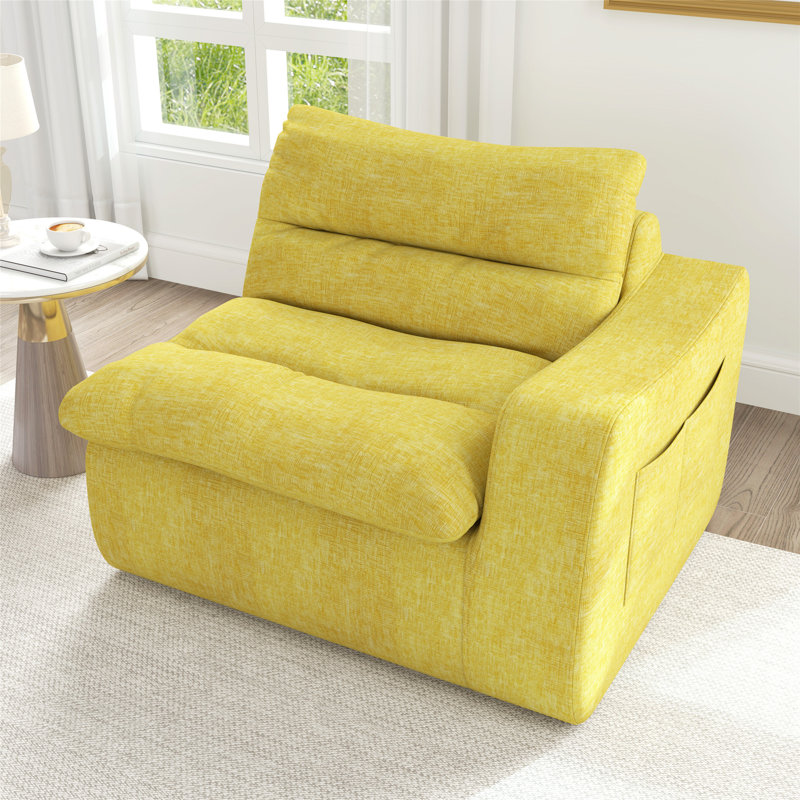 Canapé de plancher confortable et moderne pour diverses pièces, améliorant la détente, Jaune, Face à la droite