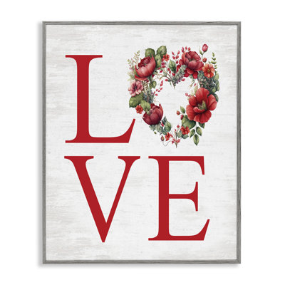 Love with Heart Wreath Framed Giclee Art by Lettered and Lined