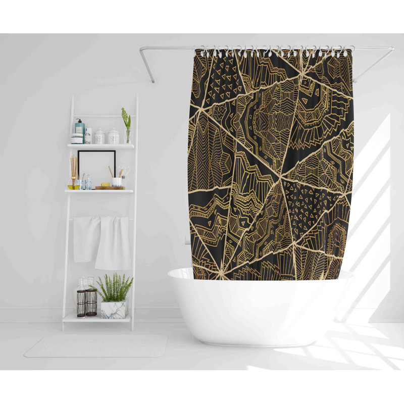 Junious 2 Piece Polyester Shower Curtain Set, 168cm H x 168cm W