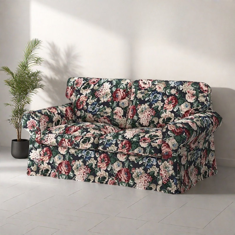 Canapé rétro multicolore, 3, H 33,46 po x l 62,99 po x P 33,46 po